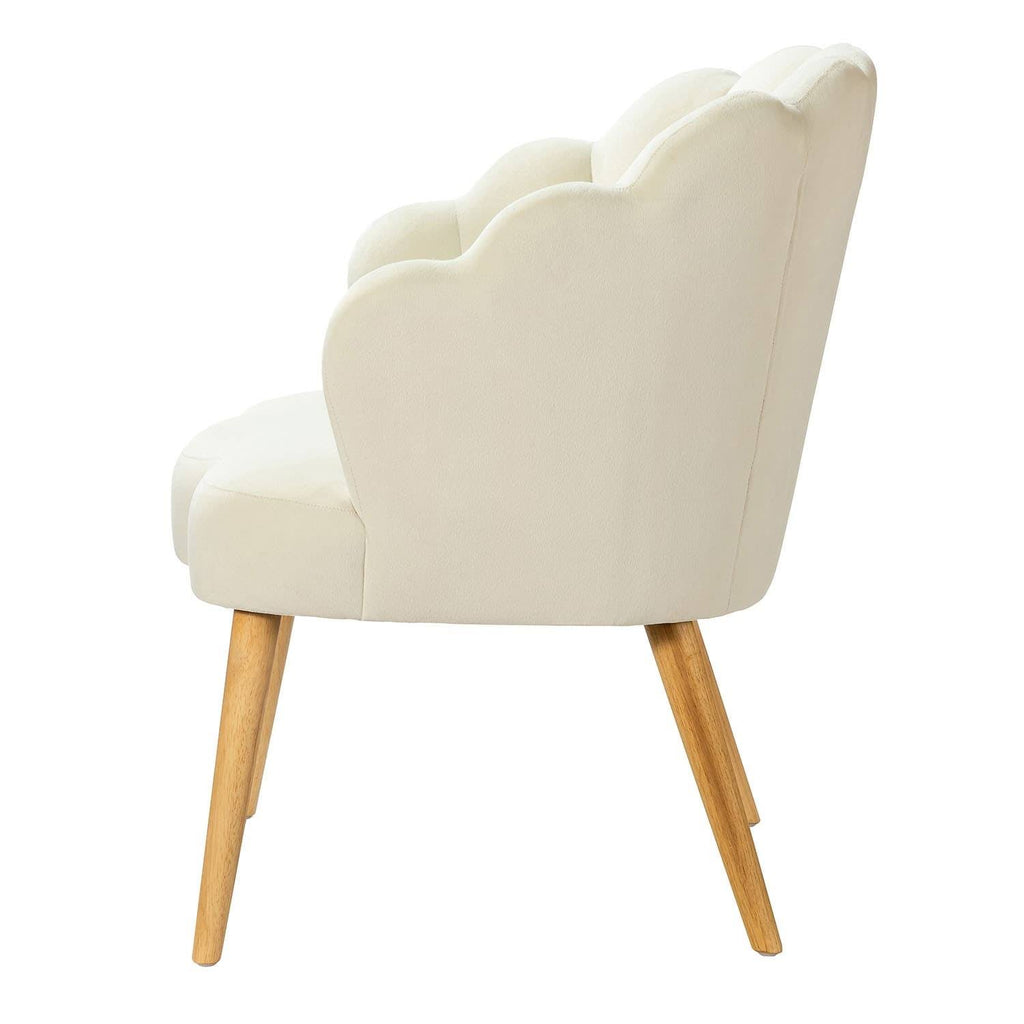 Green Scalloped Velvet Arm Chair Y48915