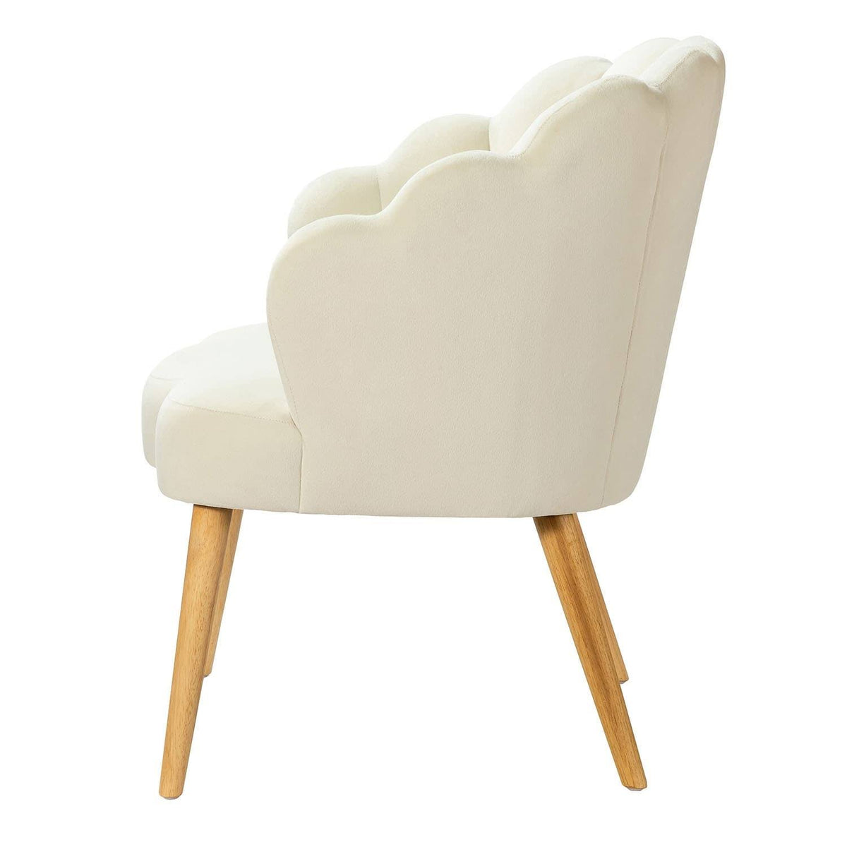 Green Scalloped Velvet Arm Chair Y48915
