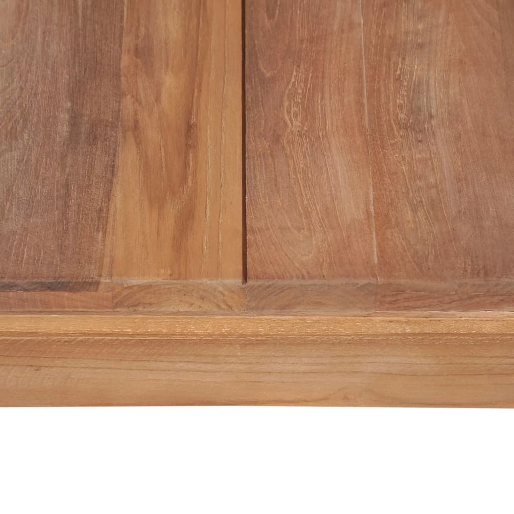Wooden Coffee Table Teak Wood Natural Finish 23.6 x 23.6 x 15.7 Inches O397
