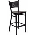 Black Metal Restaurant Bar Stool with Mahogany Wood Seat I462067