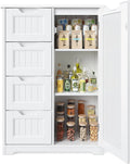 White 33" Wooden Storage Cabinet with Door and 4 Drawers P69854
