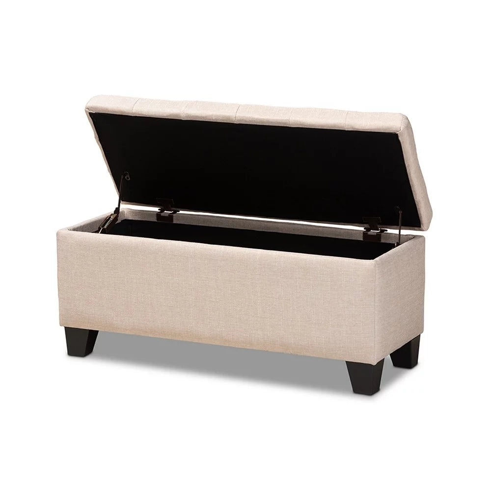 Beige Fabric Upholstered Storage Ottoman V2122