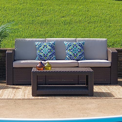 Chocolate Brown Faux Rattan Coffee Table M731786