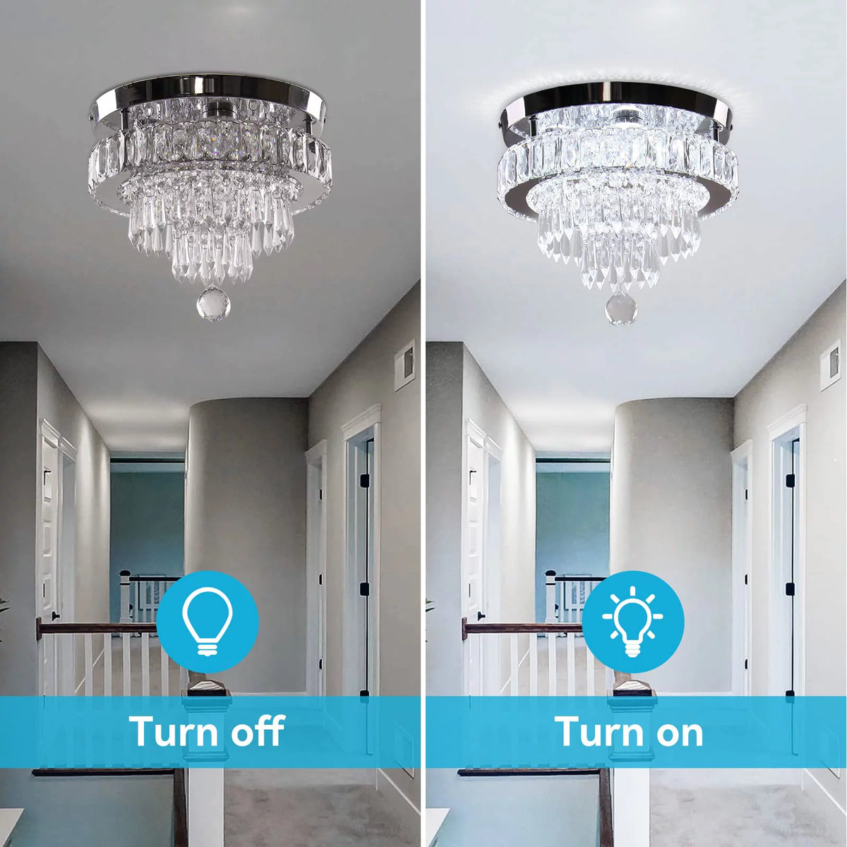 11.8" Crystal Flush Mount Ceiling Light T246