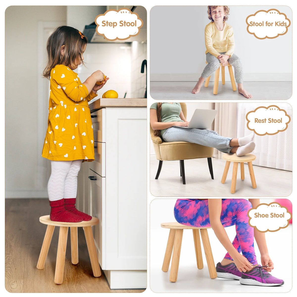 Solid Wood Kids Step Stools 2 Pack A1427