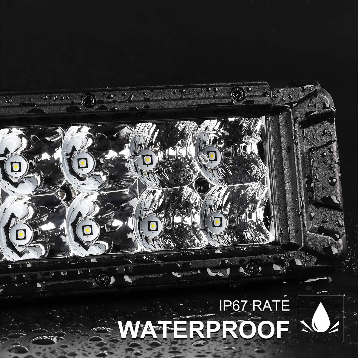 LED Light Bar 8 Inch Double Row 120W 12000LM Spot Flood Combo Off Road Lights Xenon White IP68 Waterproof Driving Light, 2Pcs F2478