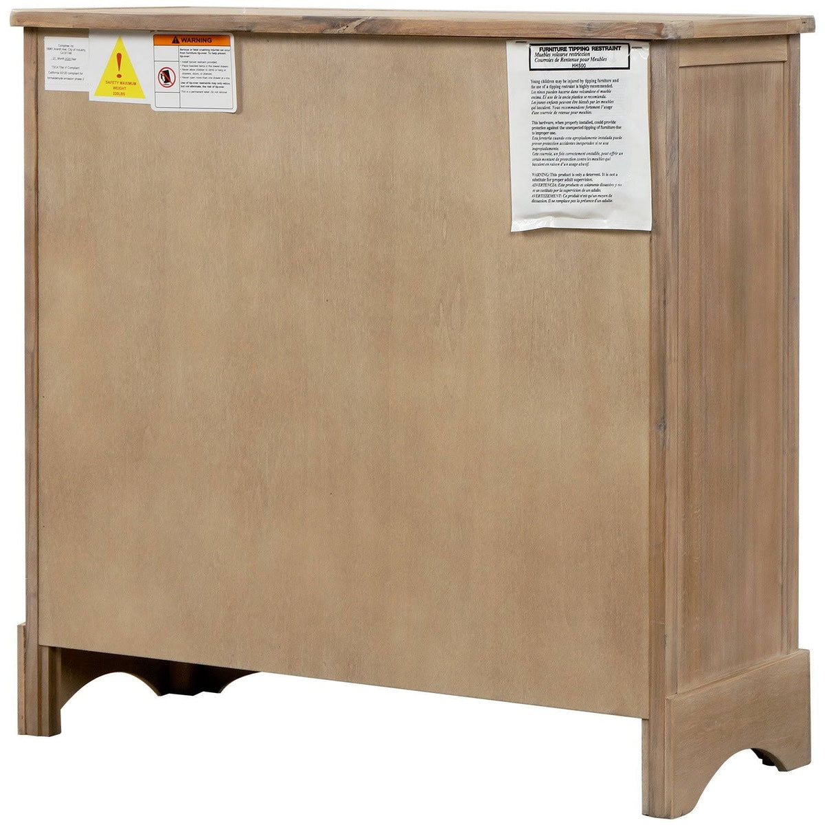 Rustic Storage Cabinet with 2-Drawers and 4 Fabric Basket Dark Brown R5080