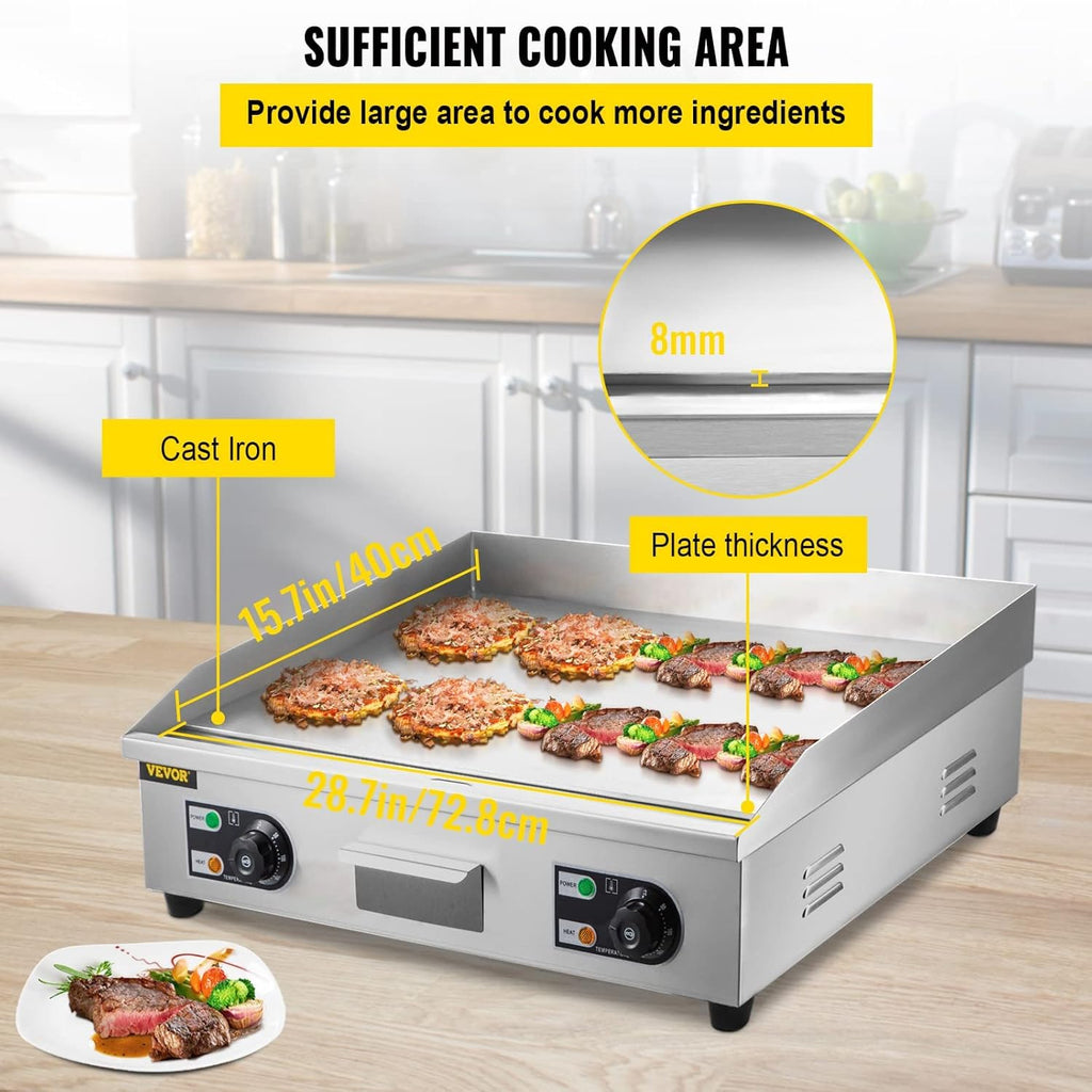 30" 3000W Electric Countertop Griddle Non-Stick Stainless Steel Flat Top Grill B356048