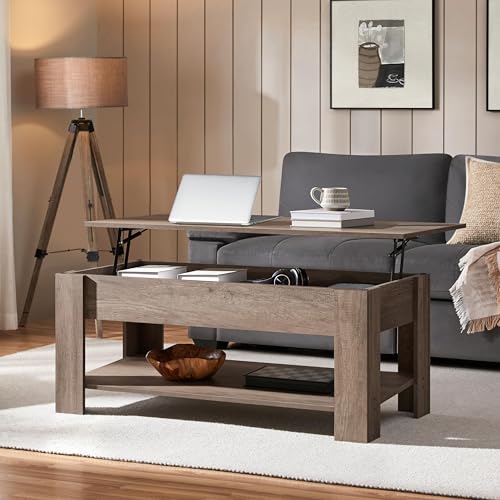 Lift Top Coffee Table with Hidden Compartment and Storage Shelf W175523