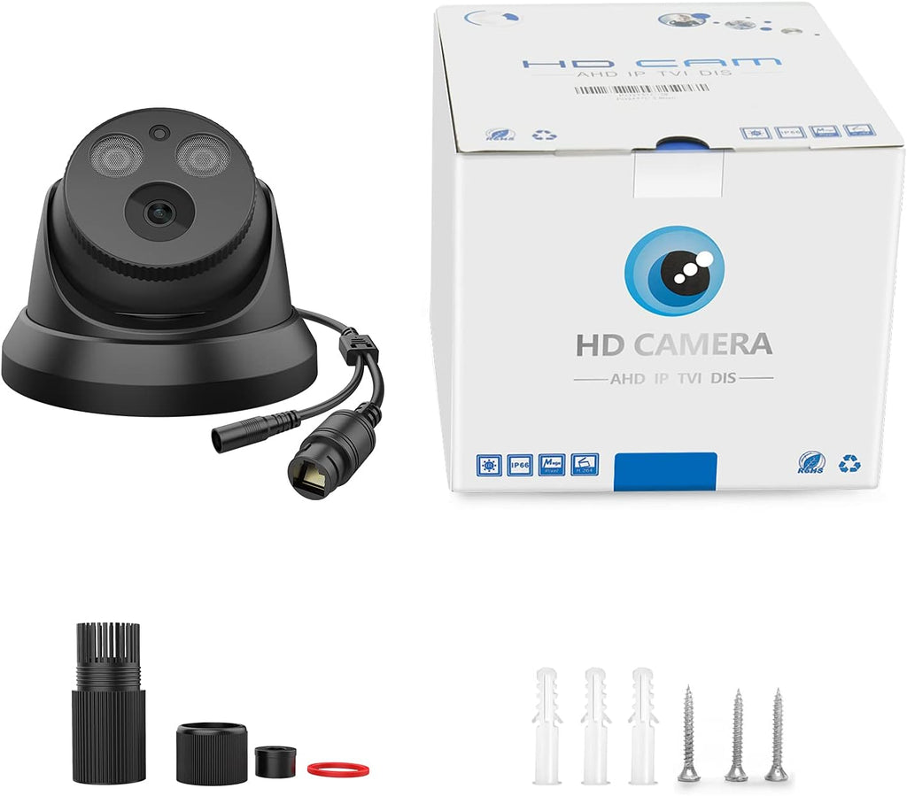4K 8MP Outdoor PoE IP Camera with Mic/Audio, 98ft Night Vision, Black A790226