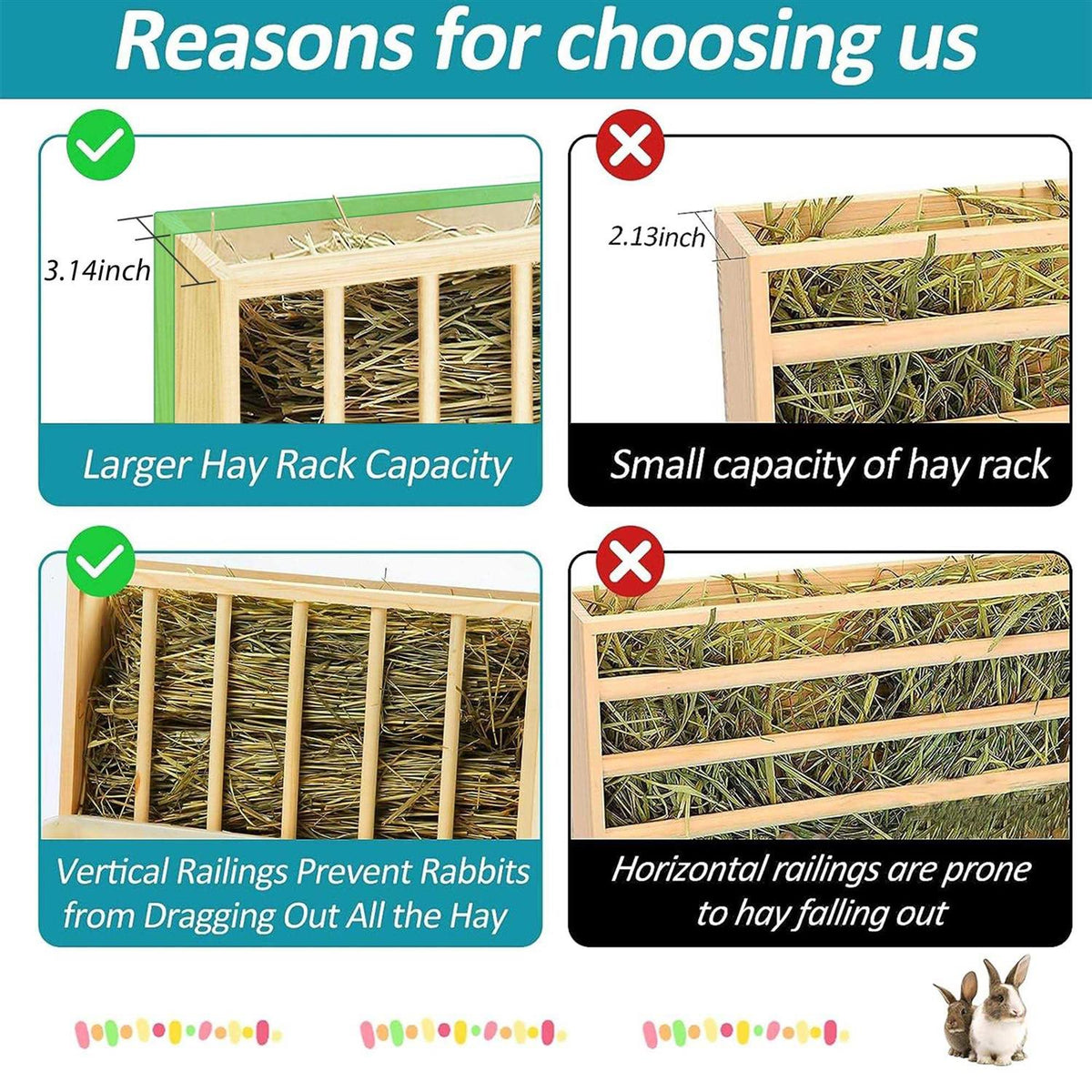 Wooden Rabbit Hay Feeder with Litter Box Z99952