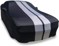 Black with Gray Stripes Stretch Satin Car Cover E95020