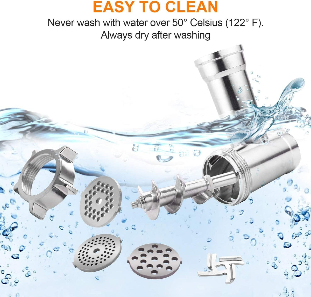Stainless Steel Electric Meat Grinder with 3 Grinding Plates and Sausage Stuffing Tubes S359