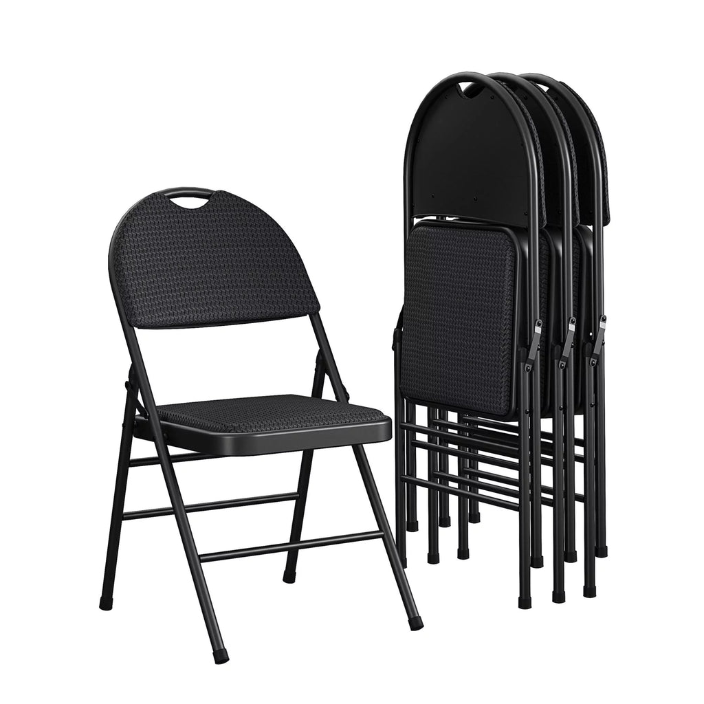 Black Fabric Padded Metal Folding Chair 4-Pack R1131