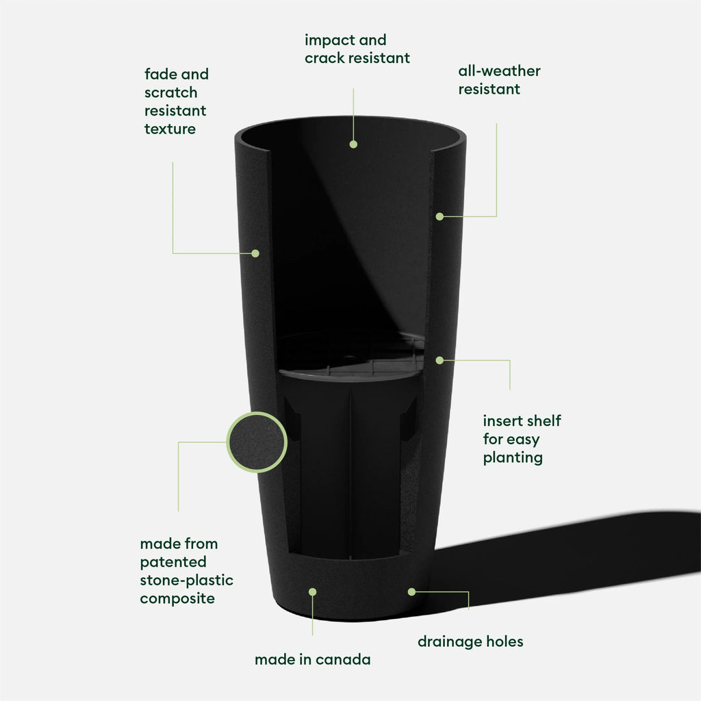 28" Black Plastic-Stone Planter D55039