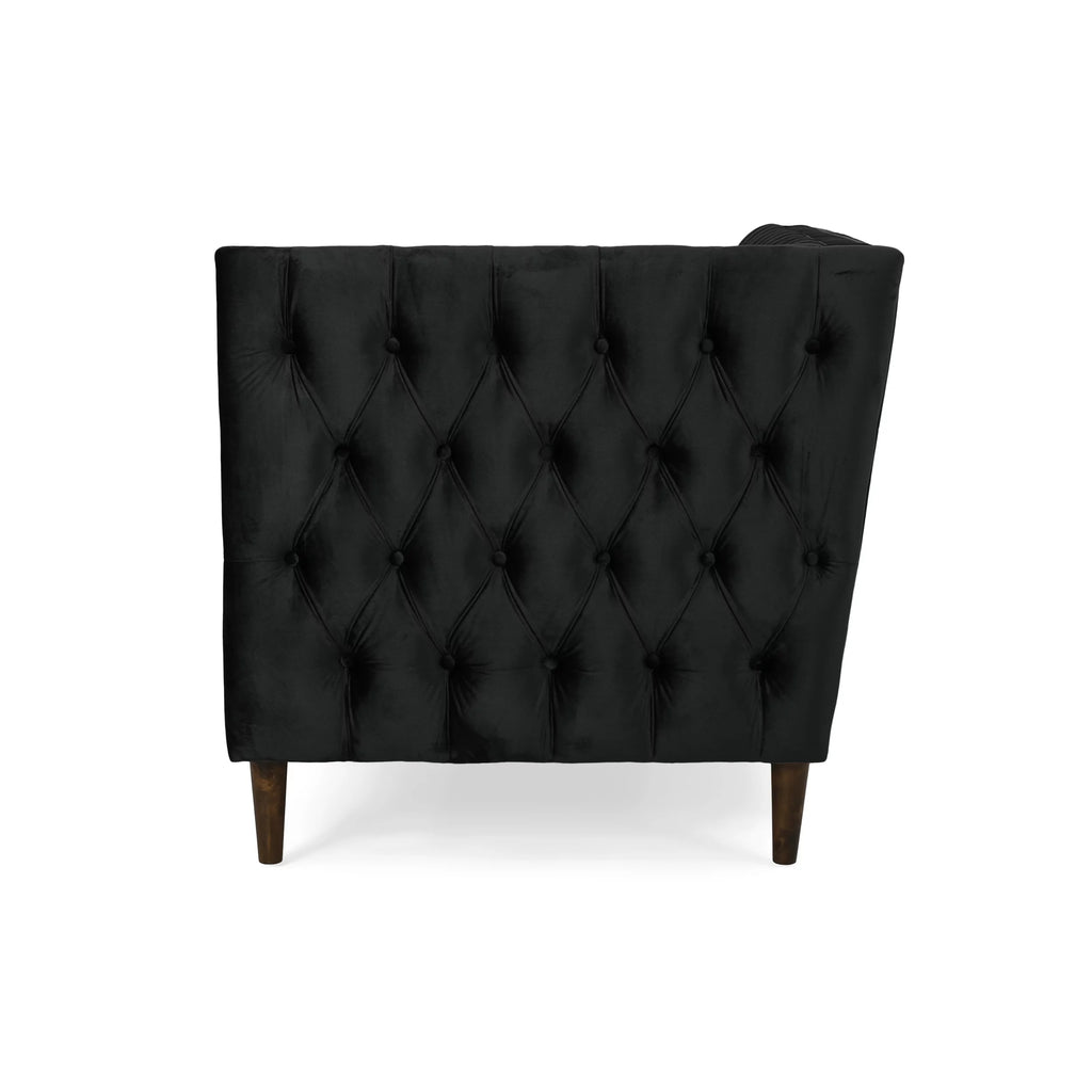 Black Velvet Sectional Sofa with Storage Chaise Q272449