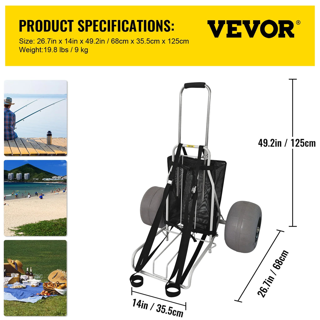 Folding Beach Cart with 12" TPU Balloon Wheels I242