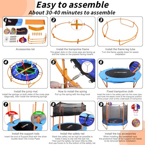 60'' Rebounder Trampoline with Safety Enclosure Net O242