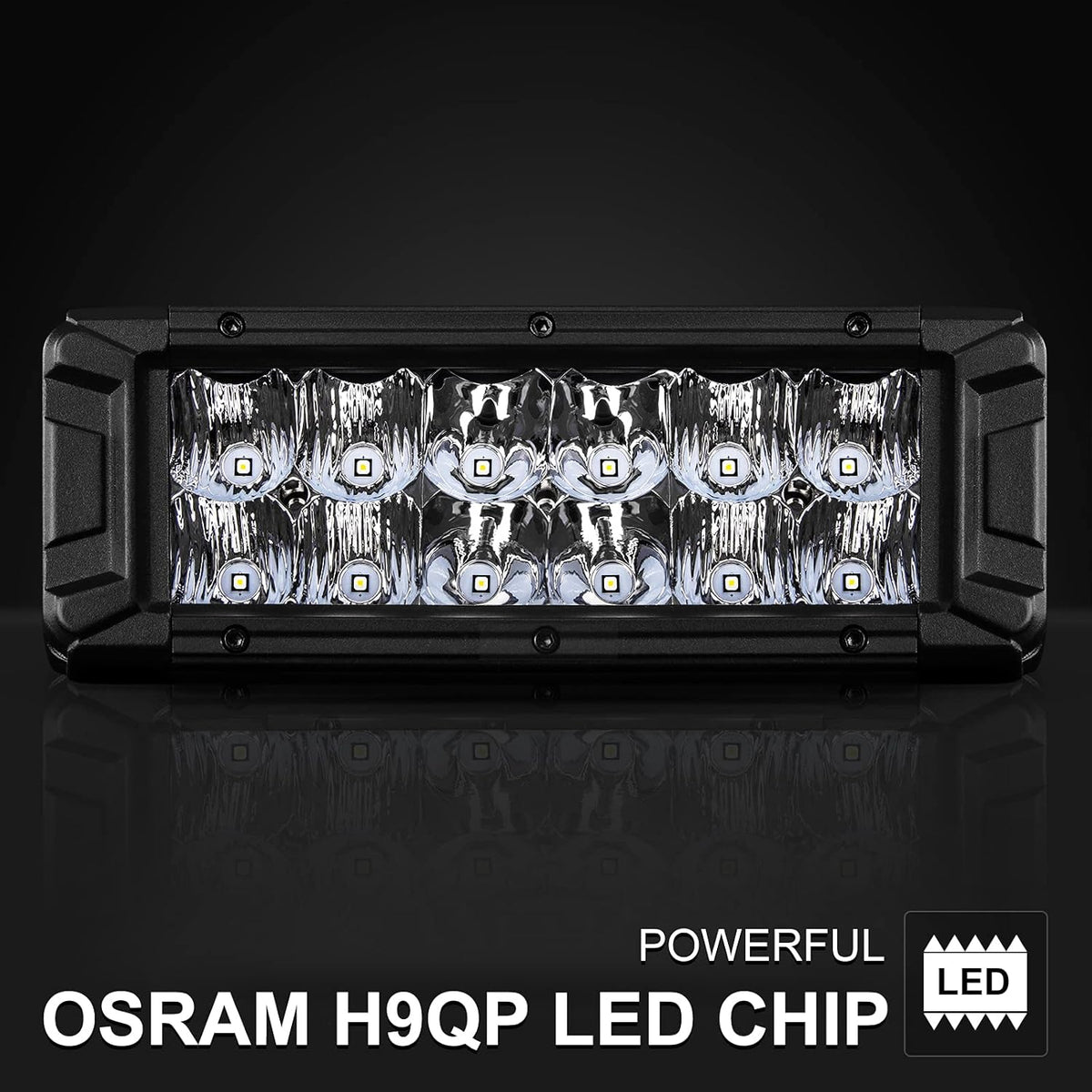 LED Light Bar 8 Inch Double Row 120W 12000LM Spot Flood Combo Off Road Lights Xenon White IP68 Waterproof Driving Light, 2Pcs F2478