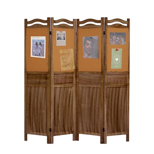 6 Panel Wood Room Divider, Light Brown I22160