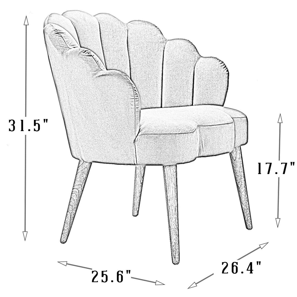 Green Scalloped Velvet Arm Chair Y48915