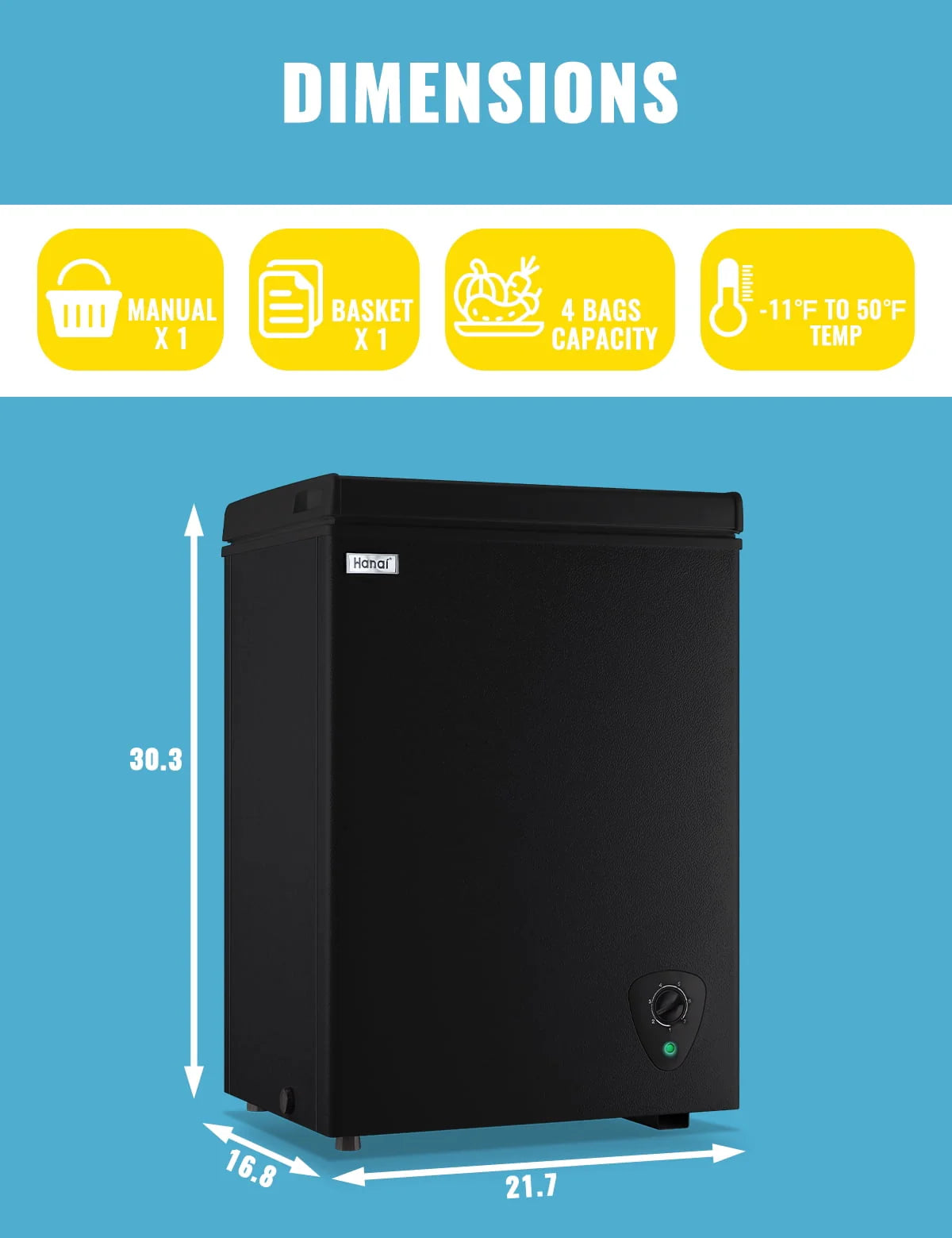 3.5 Cubic Feet White Chest Freezer I64502
