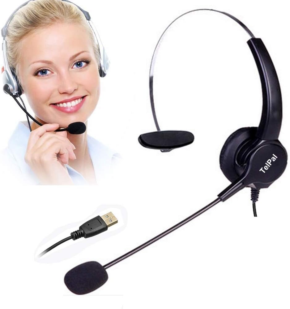 Corded Noise Cancelling Monaural Headset with USB Headset Adapter M66771