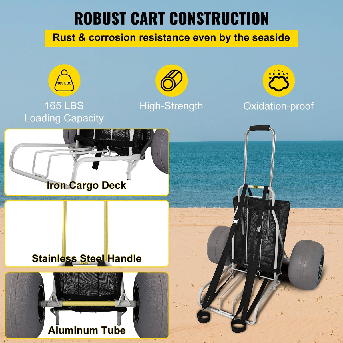 Folding Beach Cart with 12" TPU Balloon Wheels I242