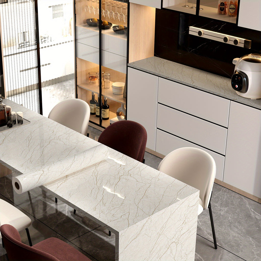 Glossy Film Marble Wallpaper Peel And Stick X2997