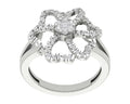Sterling Silver Diamond Flower Shape Ring, Size 7 P493761