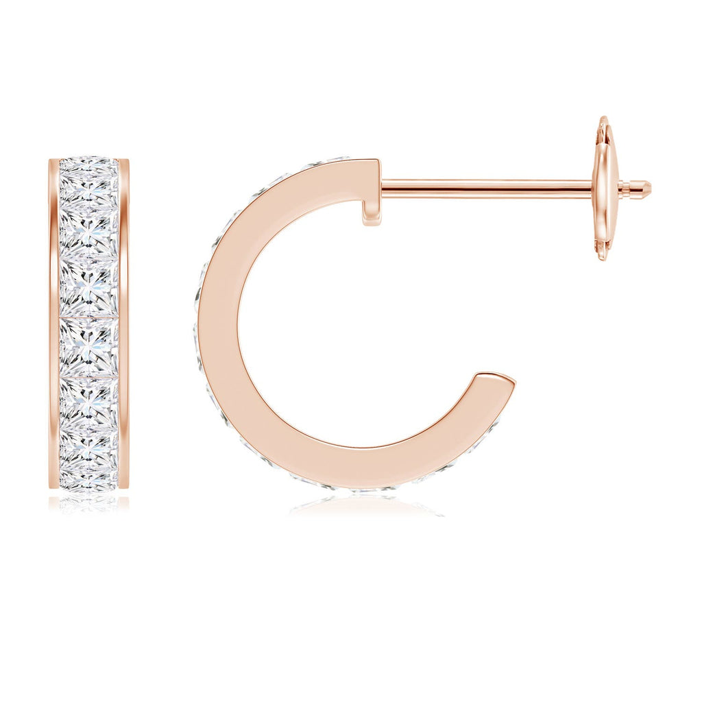 Natural 1.1 Ct. Diamond Hoop Earrings in 14K Rose Gold N1892