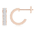 Natural 1.1 Ct. Diamond Hoop Earrings in 14K Rose Gold N1892