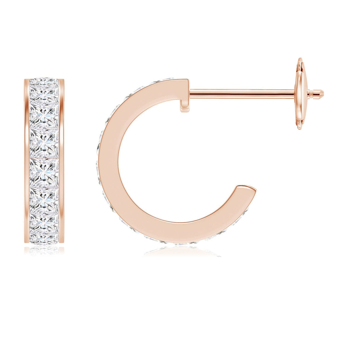 Natural 1.1 Ct. Diamond Hoop Earrings in 14K Rose Gold N1892