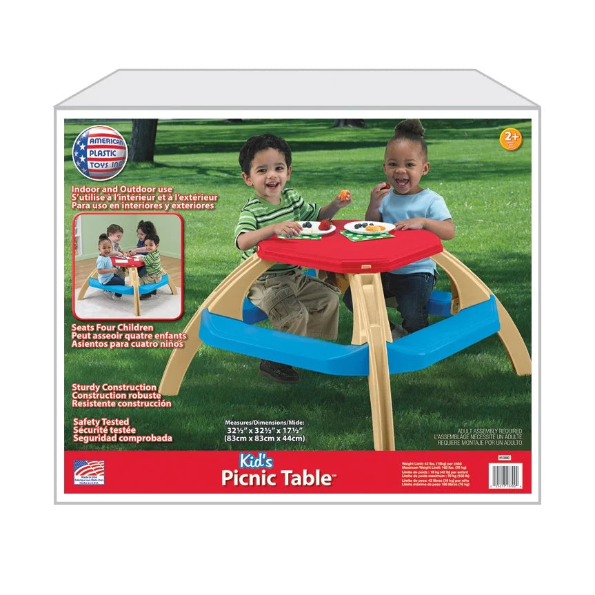 Kids Indoor Outdoor Picnic Table Seats 4 R720915