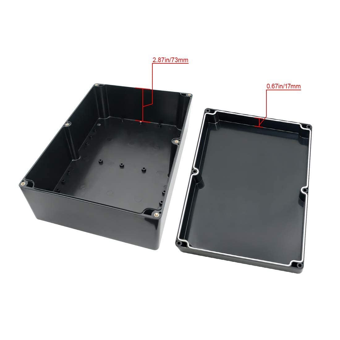 ABS Plastic Electrical Project Case Power Junction Box Black 10.4 x 7.2 x 3.7 Pack of 1 E102775