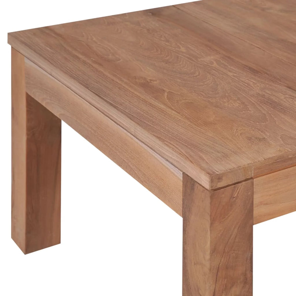 Wooden Coffee Table Teak Wood Natural Finish 23.6 x 23.6 x 15.7 Inches O397