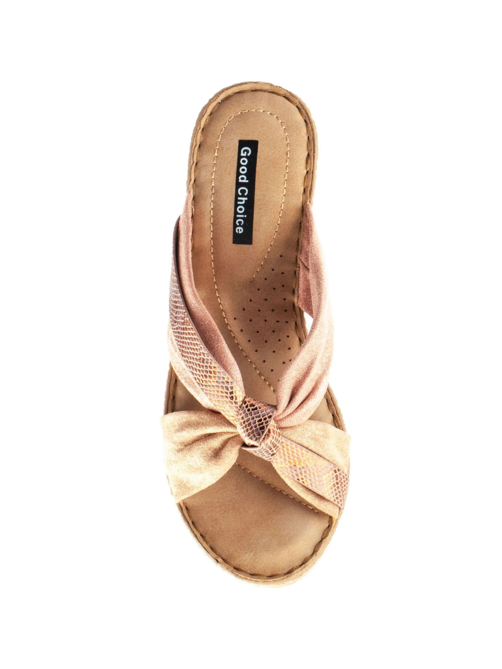 Blush Pink Snake Print Platform Wedge Slip On Sandals G543480