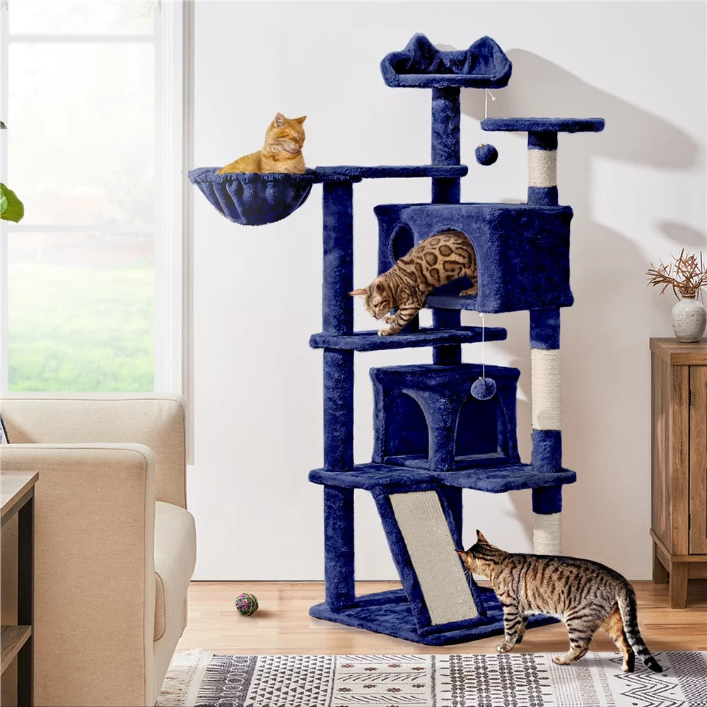 54" Double Condo Cat Tree with Scratching Post Tower E1944