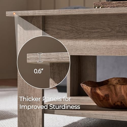 Lift Top Coffee Table with Hidden Compartment and Storage Shelf W175523