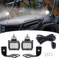 Front Pillar Roll Cage Light Mount Brackets Pair 18W 4 LED Spot Work Lights with Wiring Kit B3167