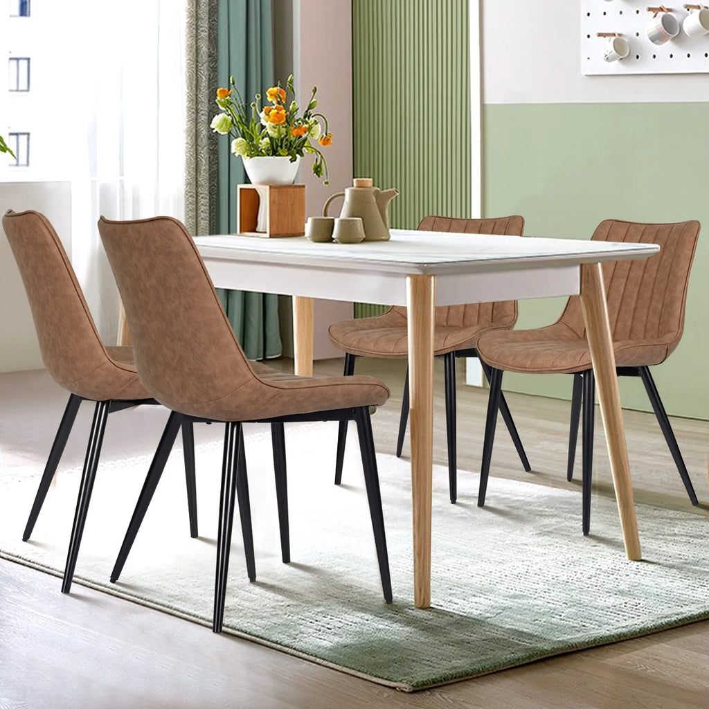 Brown Leather Dining Chairs Set of 4 O93945