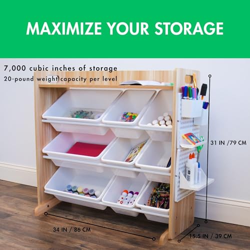 Natural White Toy Storage Organizer with 9 Bins I8712