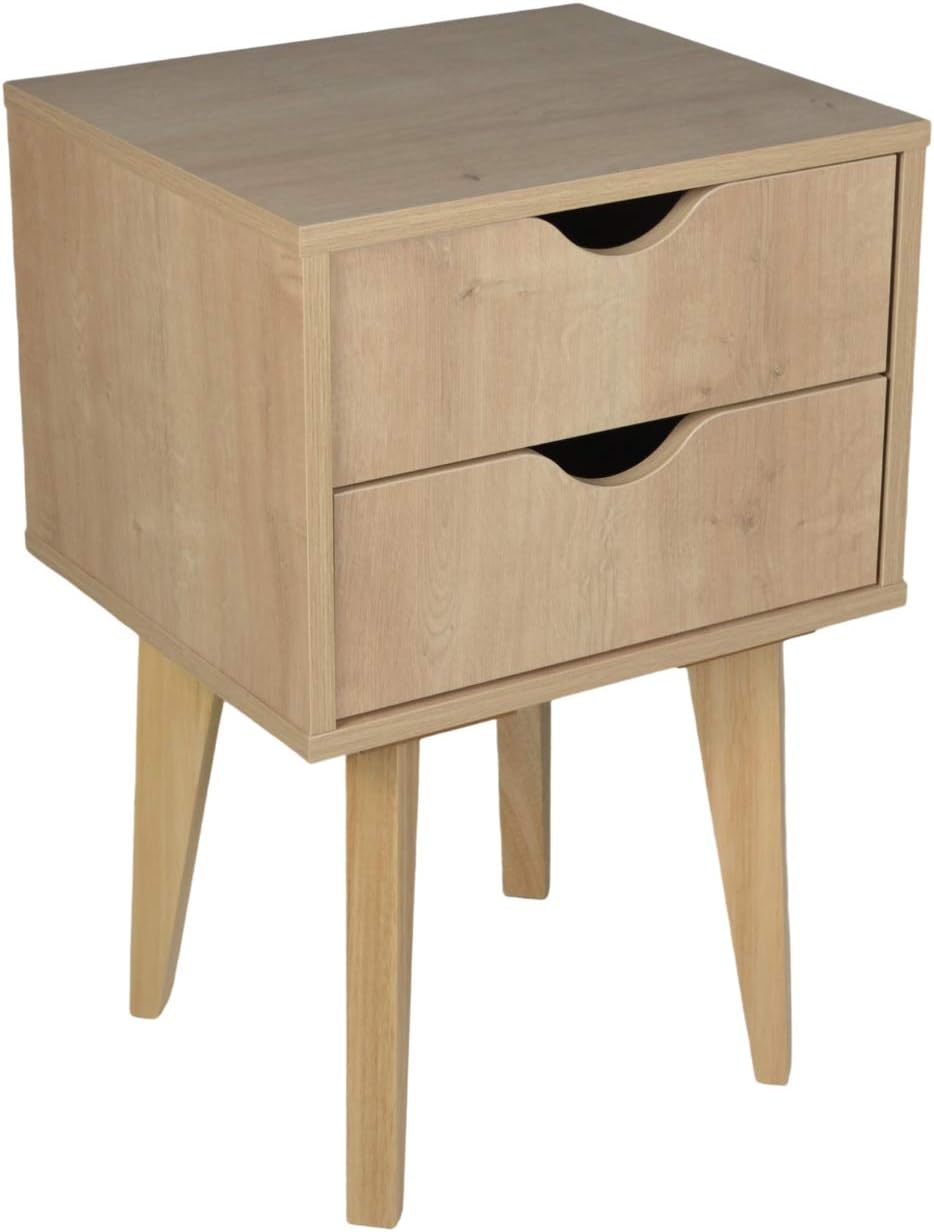 Black Two Drawer Wood Nightstand E635