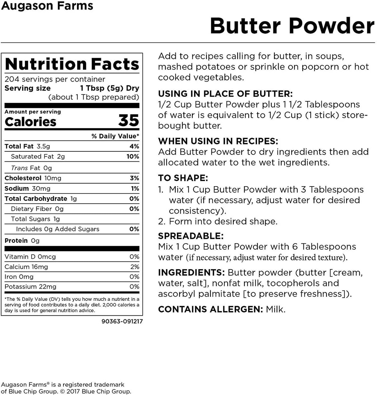 Butter Powder 2 lbs 4 oz No. 10 Can U44421