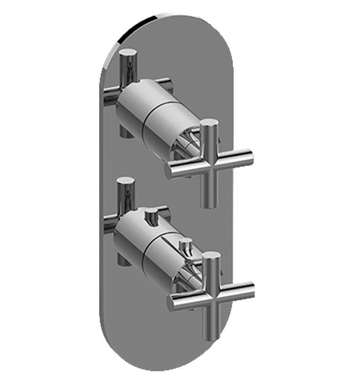 Polished Chrome Round 2-Hole Trim Plate with Terra Handles P75739