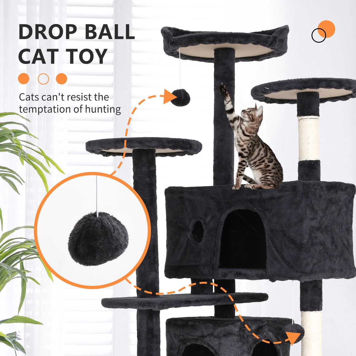 54 inch Dark Gray Cat Tree and Tower T52822