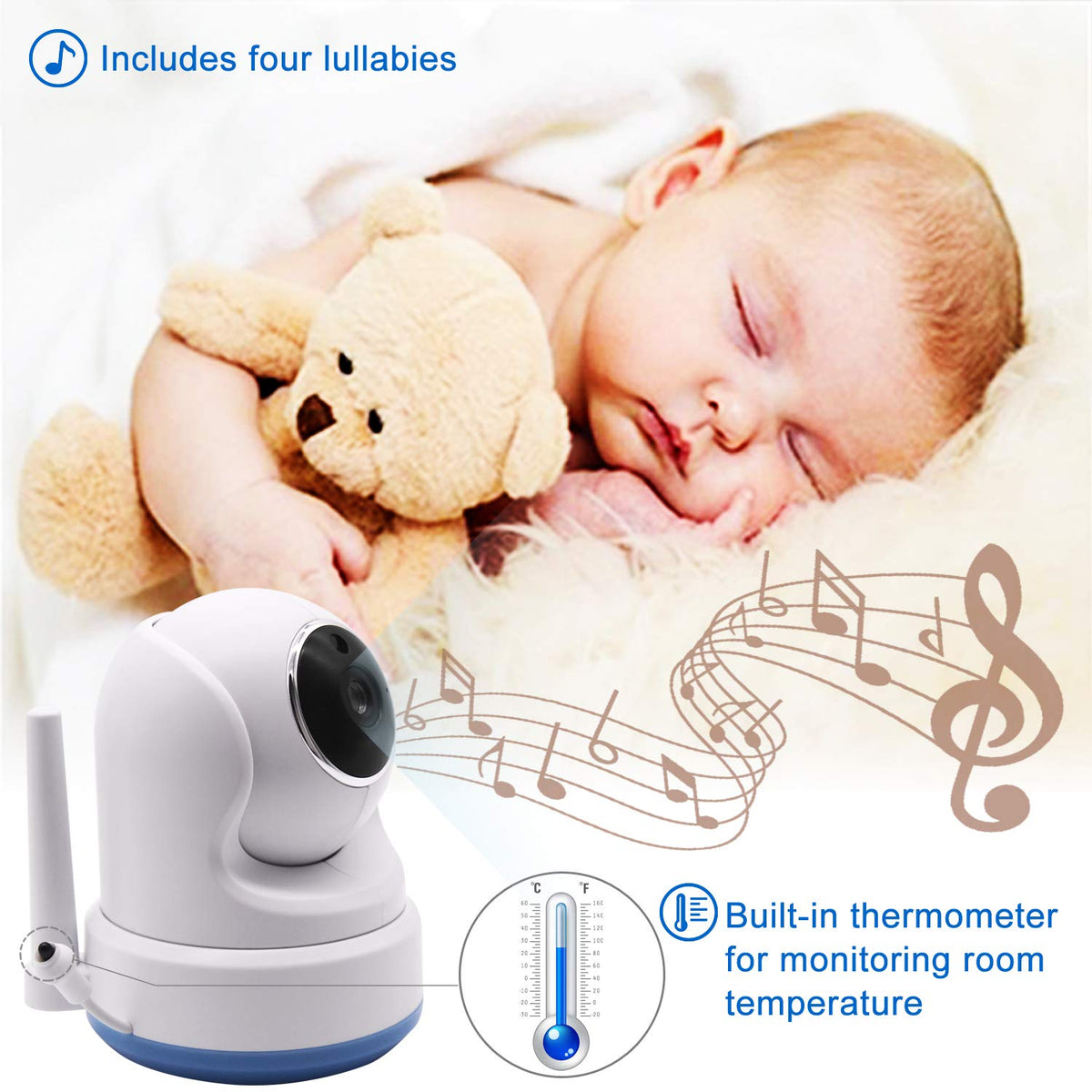 Video Baby Monitor with 5 Touchscreen and Pan & Tilt Camera Z134642