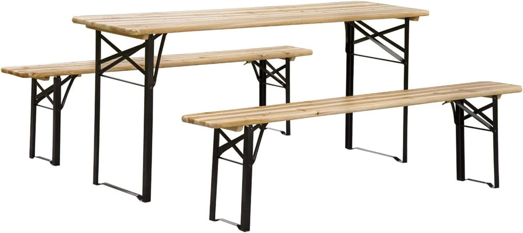 6' Portable Wooden Picnic Table and Bench Set X9403