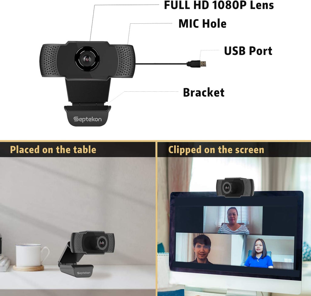 1080P HD Webcam with Microphone, USB PC Camera N748206
