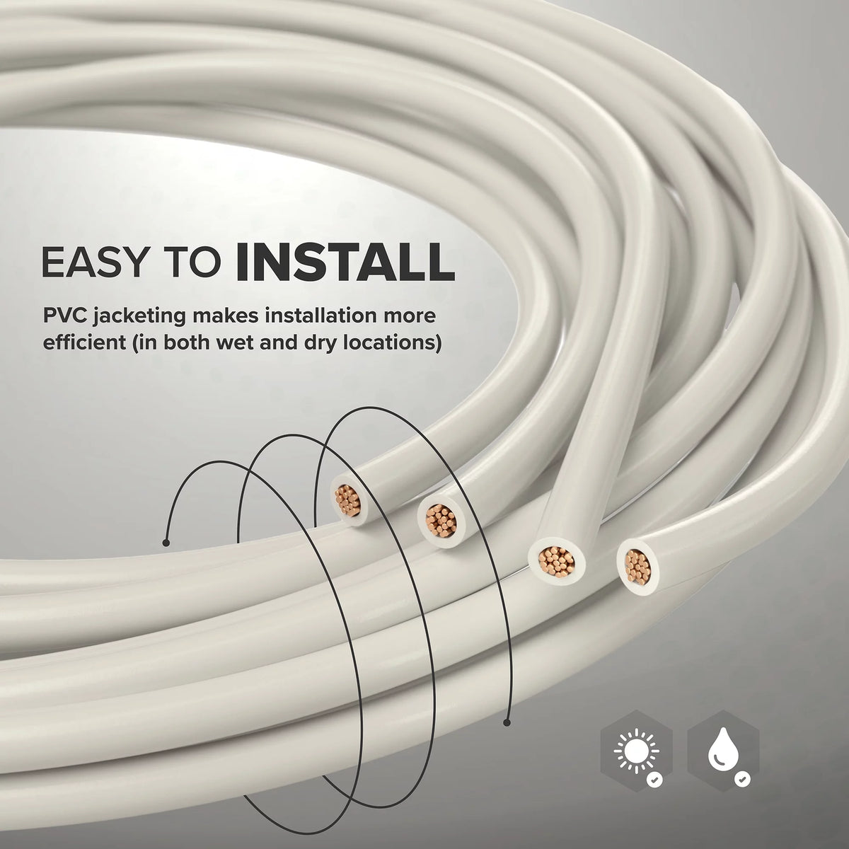 White 25 Feet 10 AWG Insulated Stranded Copper THHN THWN Wire N5194